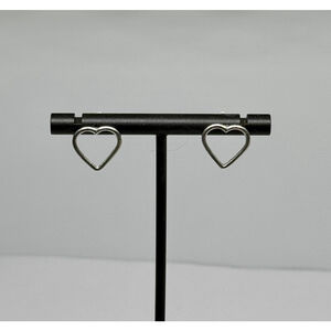 Open Heart Sterling Silver 925 Stud Earrings